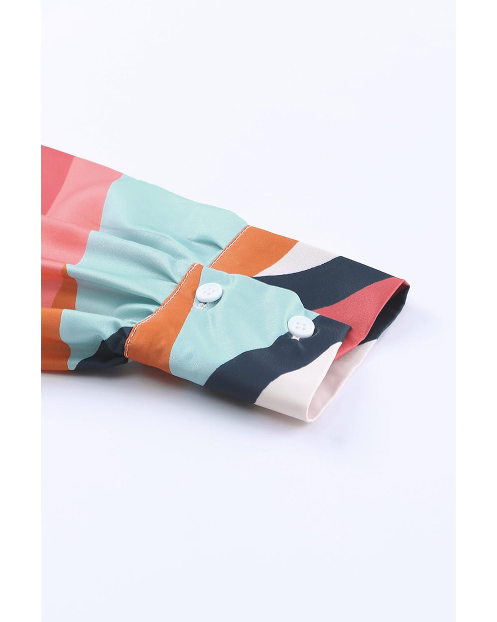 Azura Exchange Abstract Print Cuffed Sleeve Shirt - S