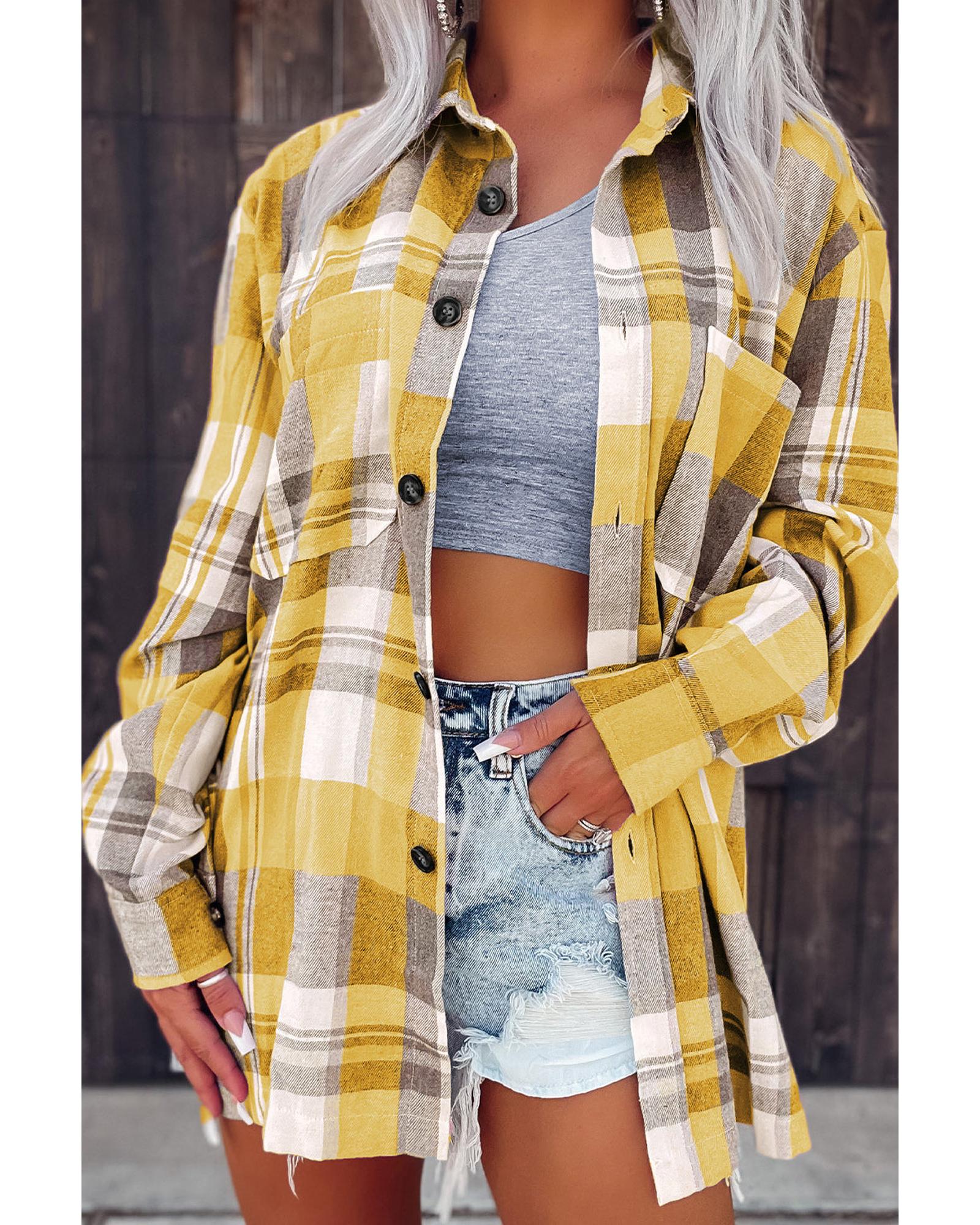 Azura Exchange Plaid Button Up Patch Pocket Shirt - L Main image