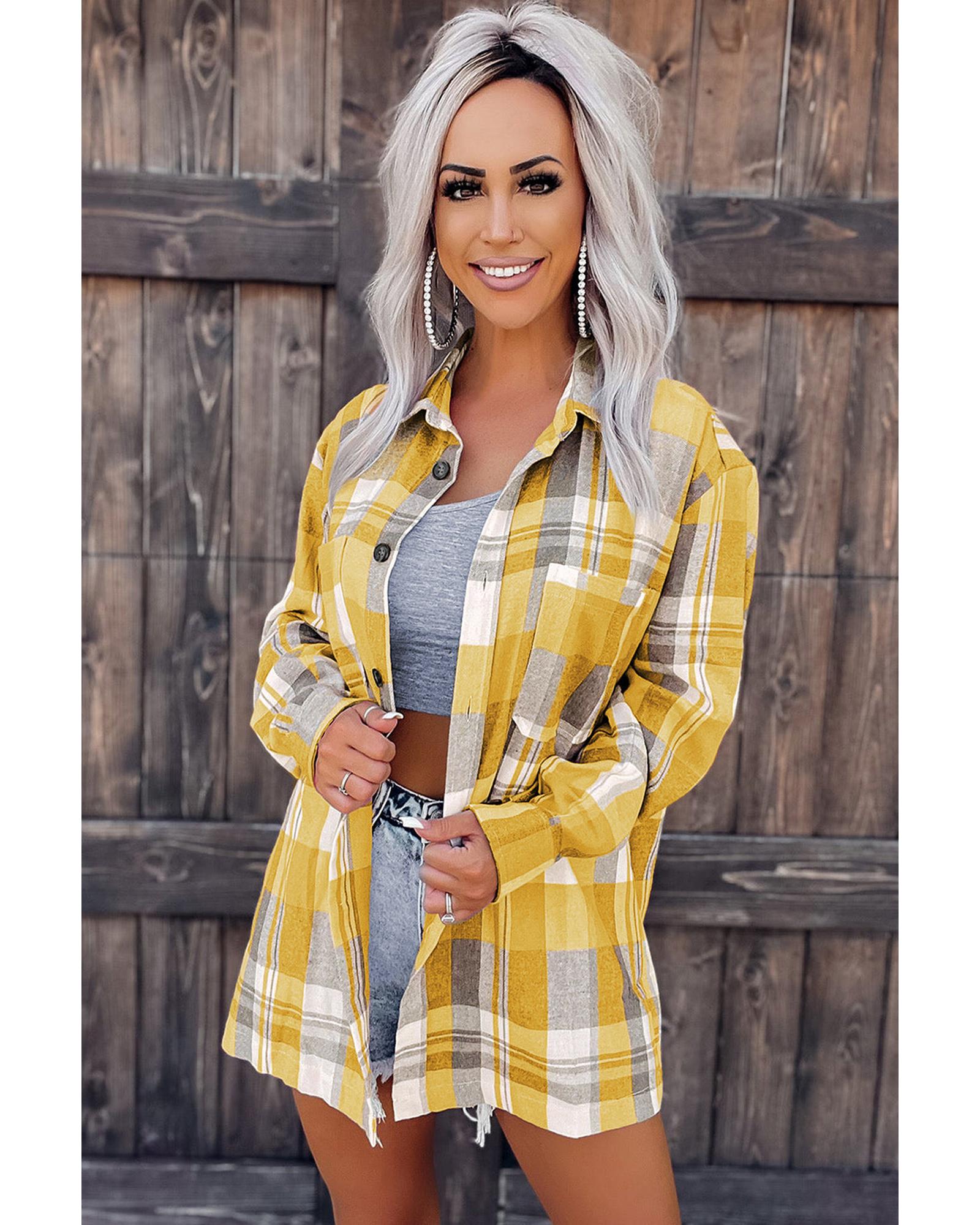 Azura Exchange Plaid Button Up Patch Pocket Shirt - S Secondary image