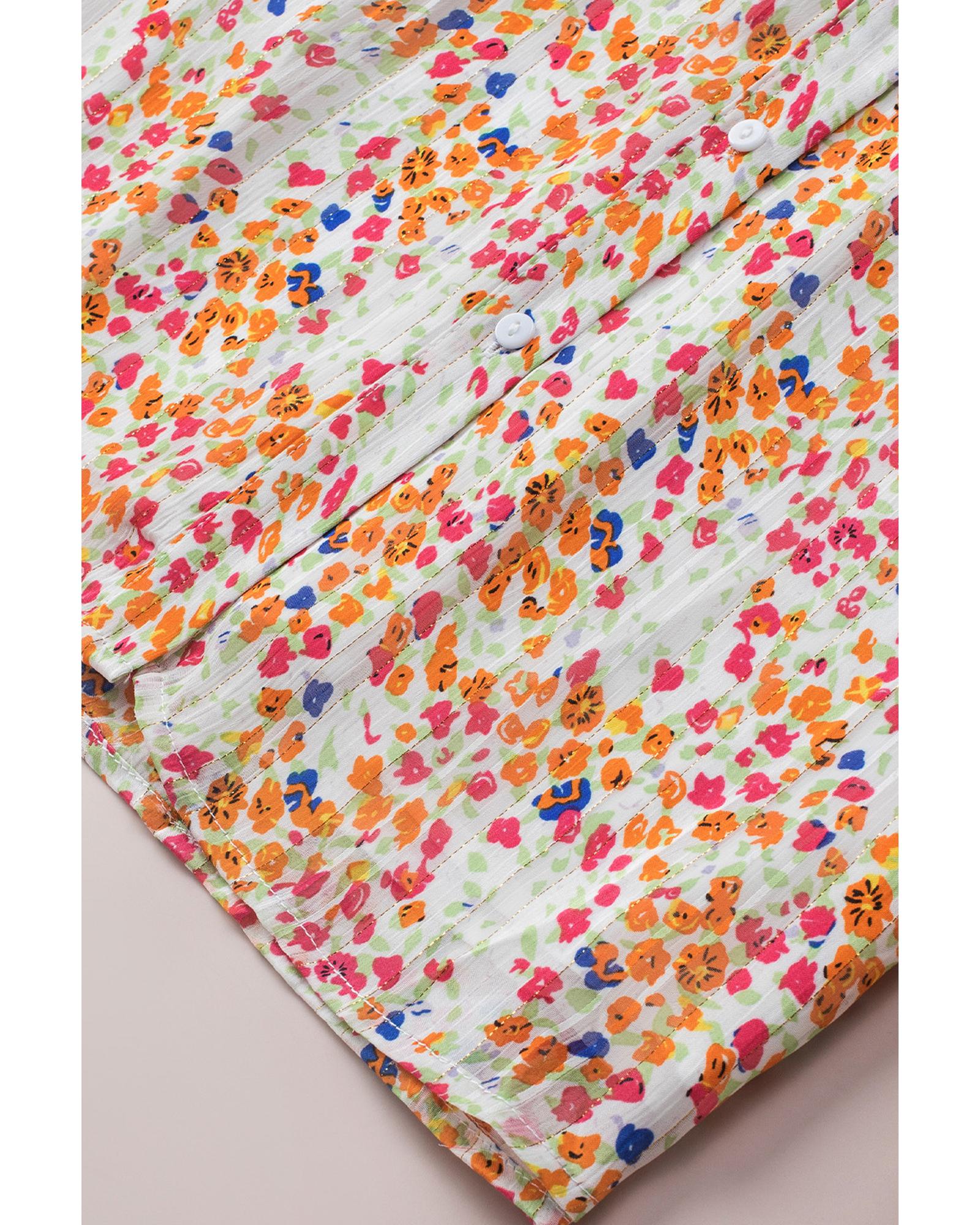 Azura Exchange Boho Floral Print Button Front Shirt - S Secondary image