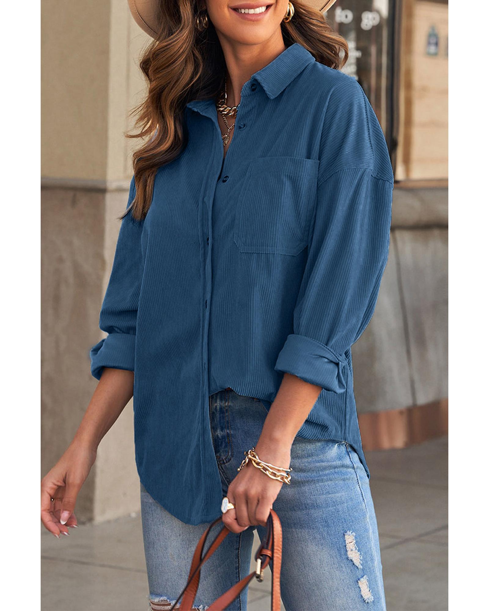 Azura Exchange Button Pocket Corduroy Shirt - L Main image