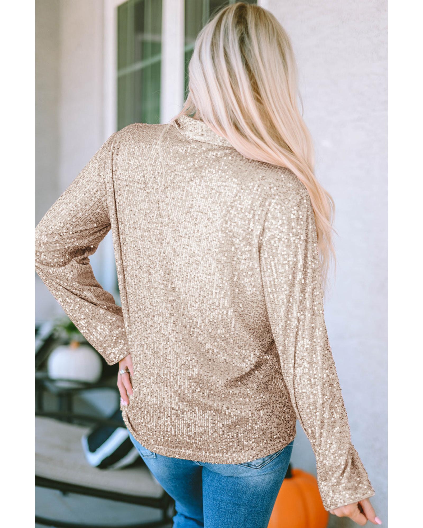 Azura Exchange Sequin Collared Bust Pocket Buttoned Shirt - M Secondary image