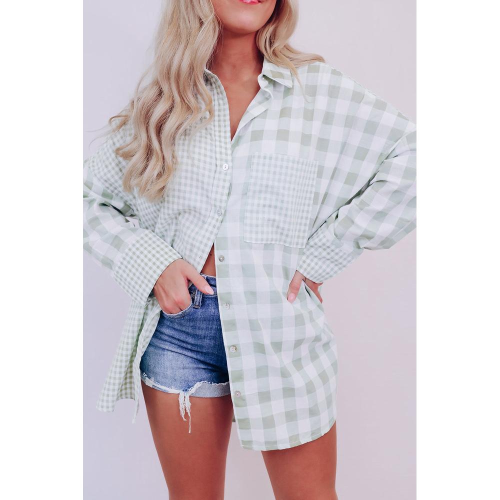 Azura Exchange Checked Patchwork Long Sleeve Shirt - M Main image