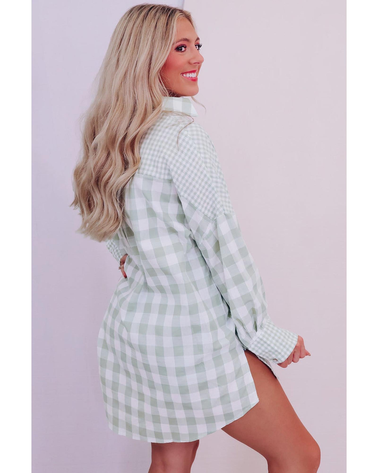 Azura Exchange Checked Patchwork Long Sleeve Shirt - S Secondary image