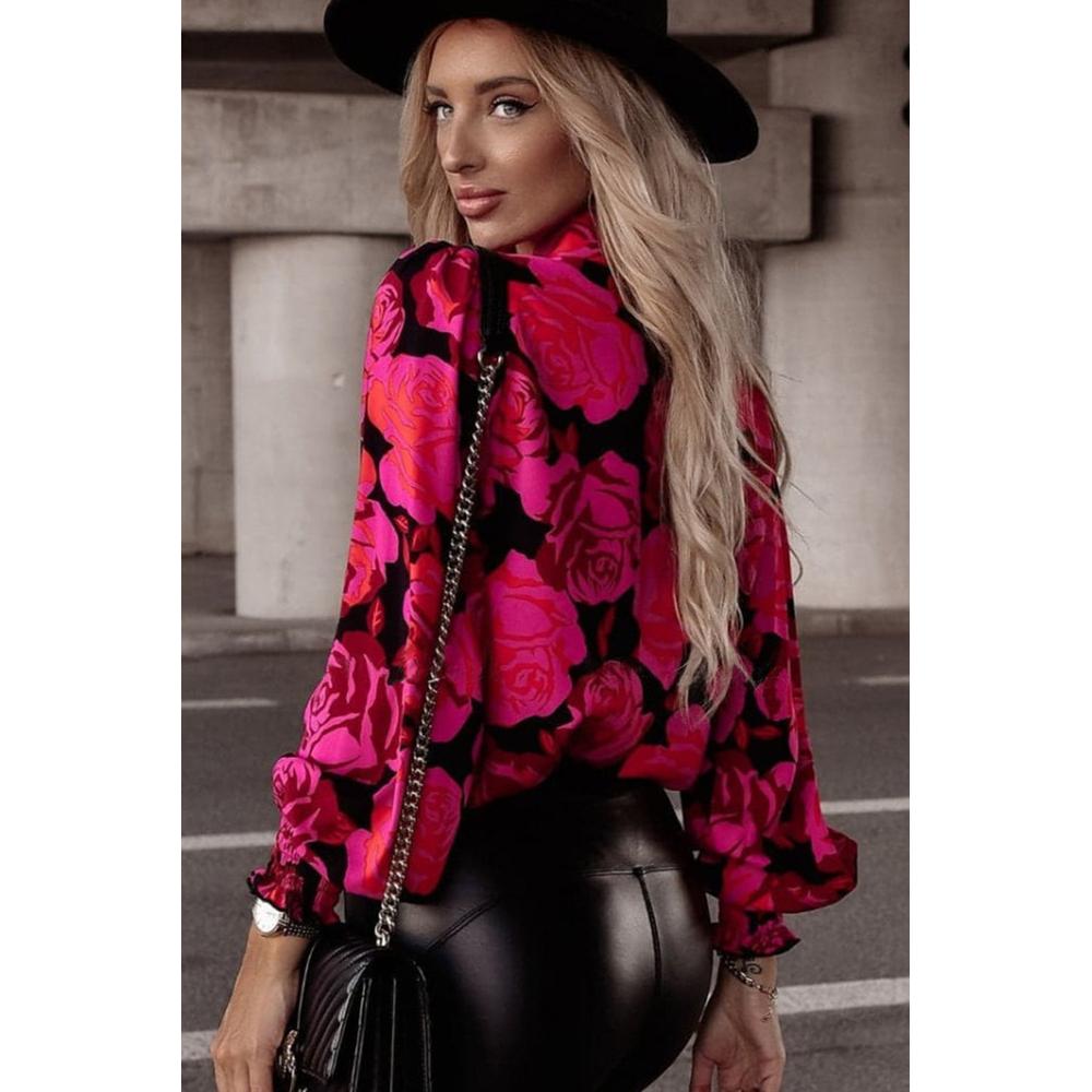 Azura Exchange Floral Shirred Cuffs Shirt - L Main image