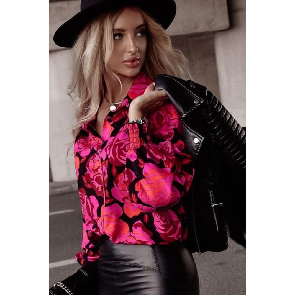 Azura Exchange Floral Shirred Cuffs Shirt - L Secondary image