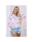 Azura Exchange Abstract Print Lantern Sleeve Casual Shirt - S