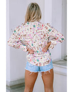 Azura Exchange Abstract Print Lantern Sleeve Casual Shirt - XL