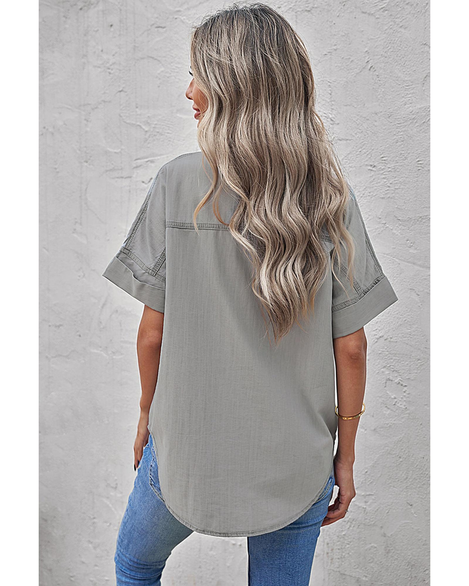 Azura Exchange Denim Shirt with Turn-down Collar - XL Secondary image