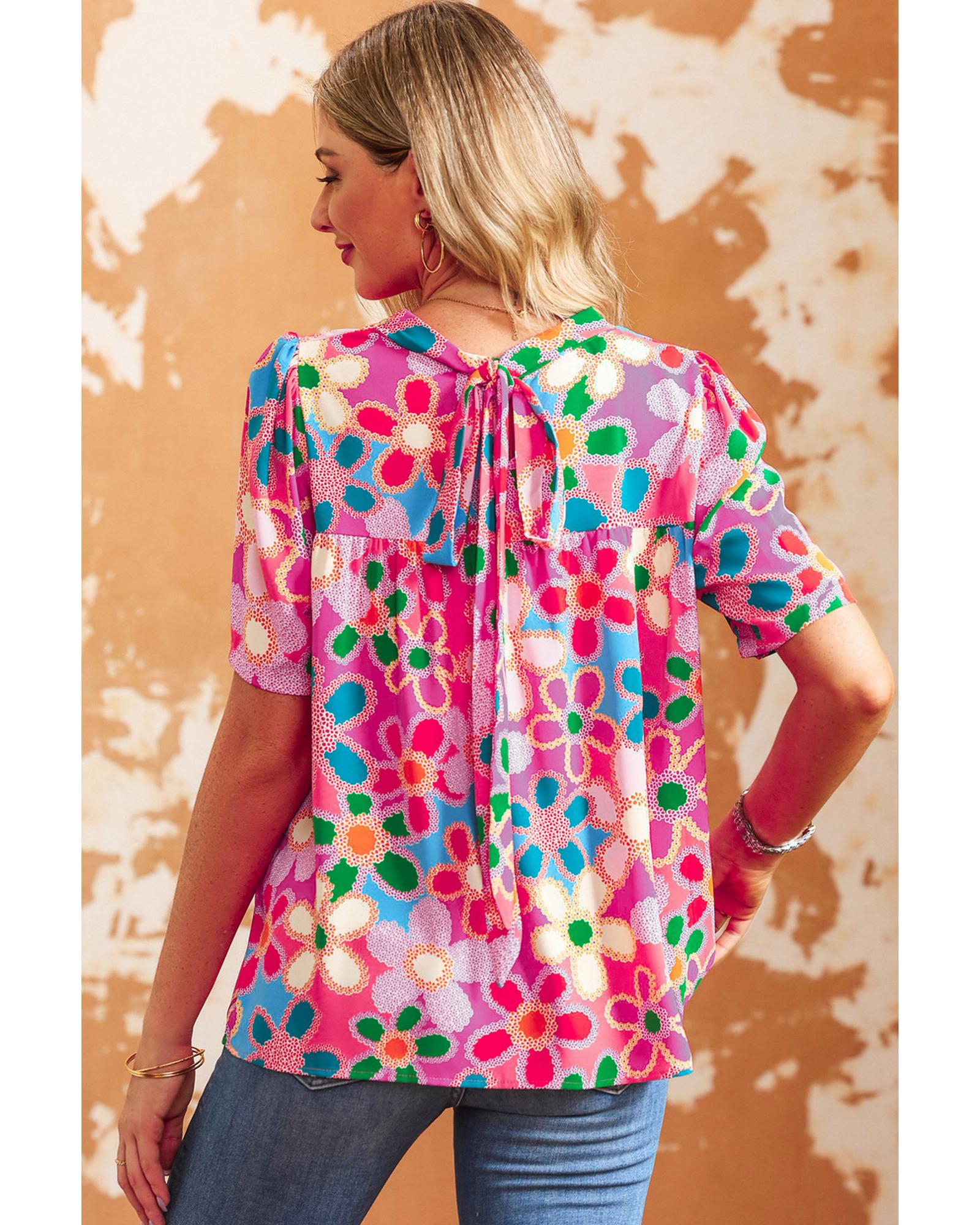 Azura Exchange Flower Print Puff Sleeve Top - XL Secondary image
