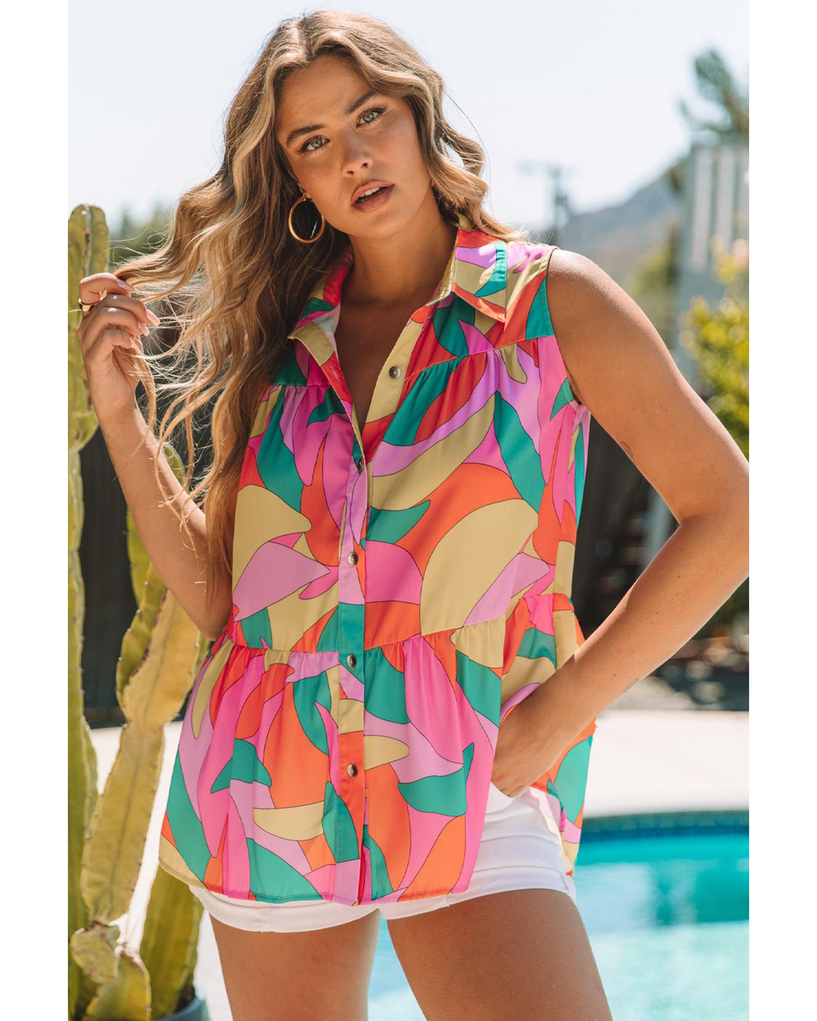 Azura Exchange Abstract Geometric Print Sleeveless Shirt - XL Main image