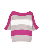 Azura Exchange Half Sleeve Contrast Stripe Knit Sweater - S