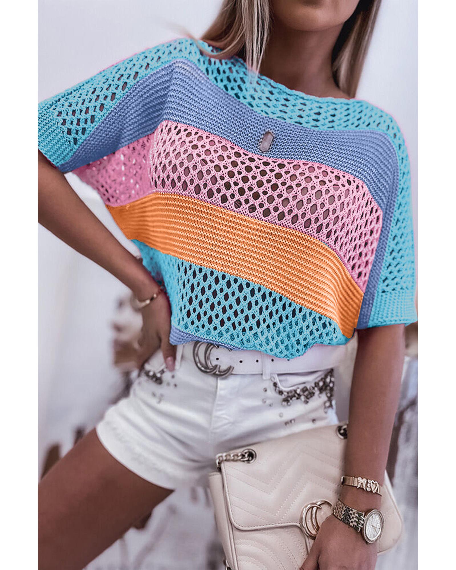 Azura Exchange Colorblock Striped Knitted Top - L Main image