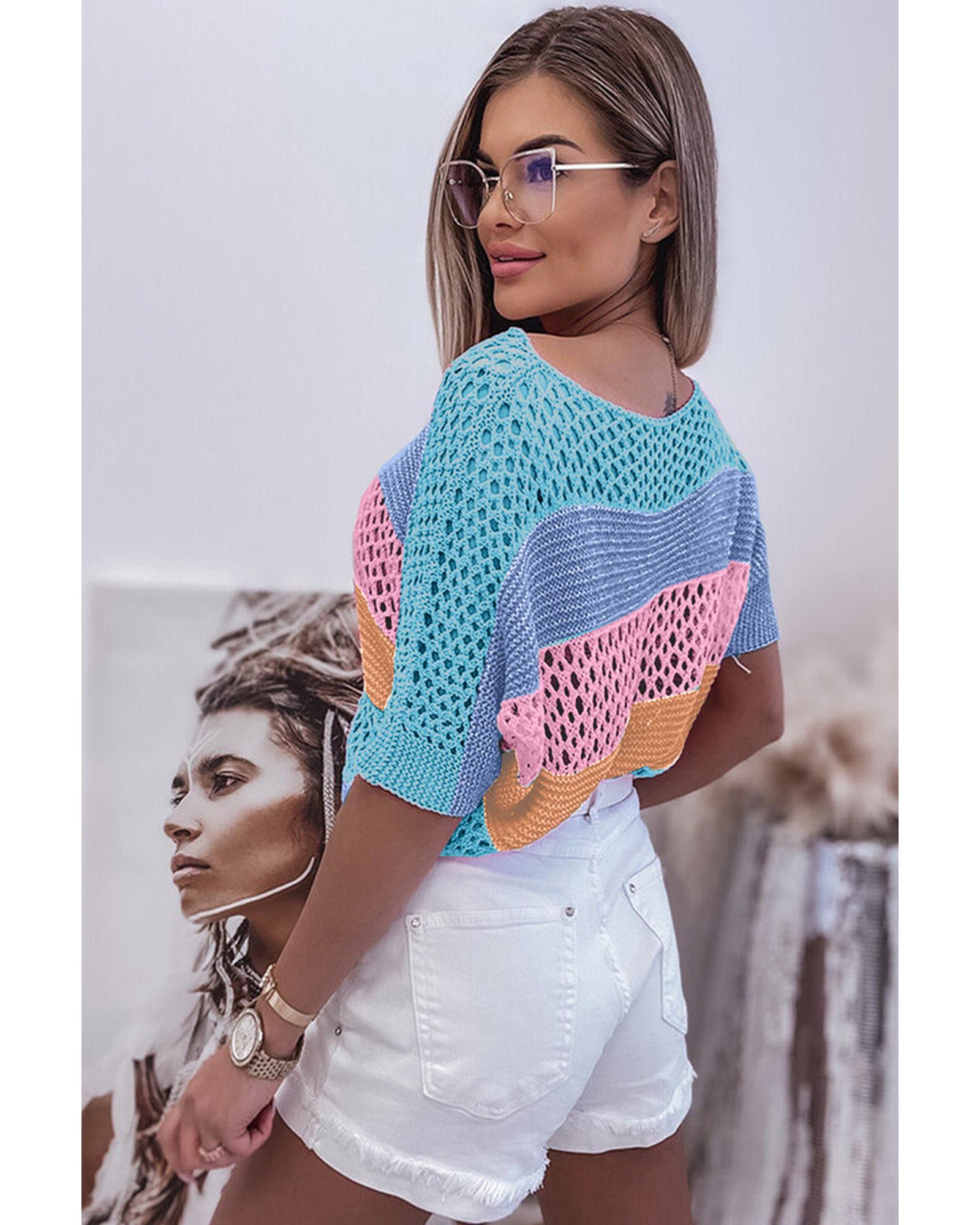 Azura Exchange Colorblock Striped Knitted Top - L Secondary image