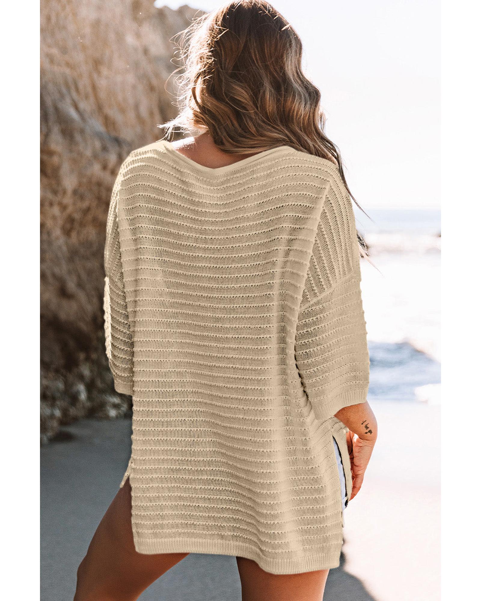 Azura Exchange Textured Knit Drop Shoulder Tee - M Secondary image