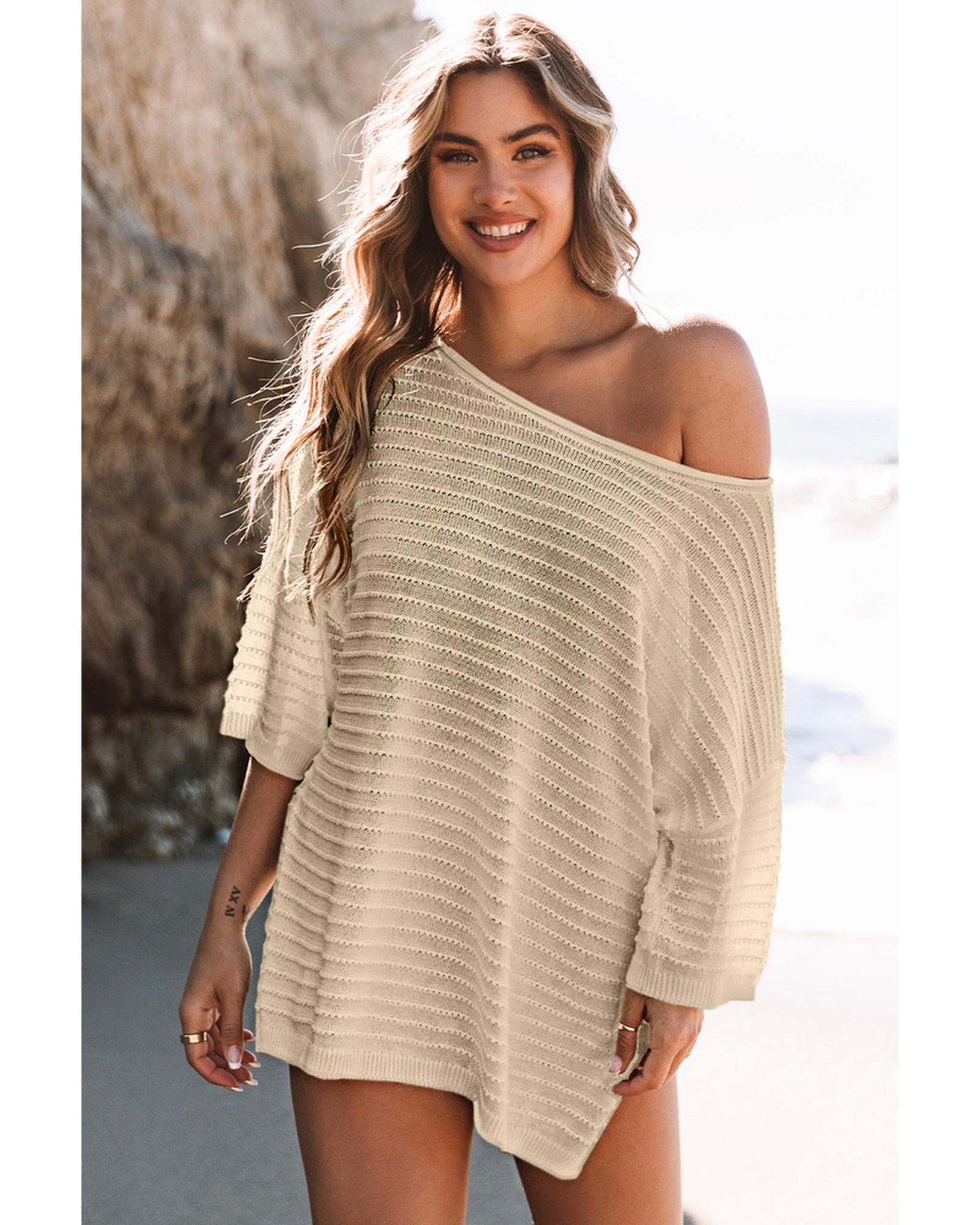 Azura Exchange Textured Knit Drop Shoulder Tee - S Main image
