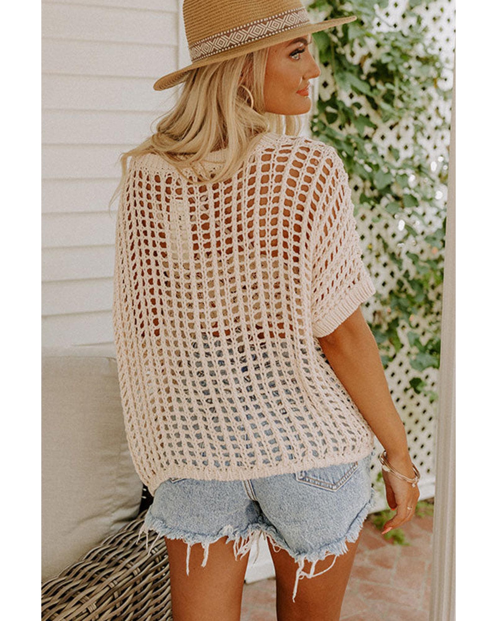 Azura Exchange Knit Ribbed Round Neck Short Sleeve Sweater Tee - M Secondary image