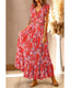 Azura Exchange Floral Ruffled Crop Top and Maxi Skirt Set - L