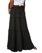 Azura Exchange Tiered Drawstring Waist Maxi Skirt - M