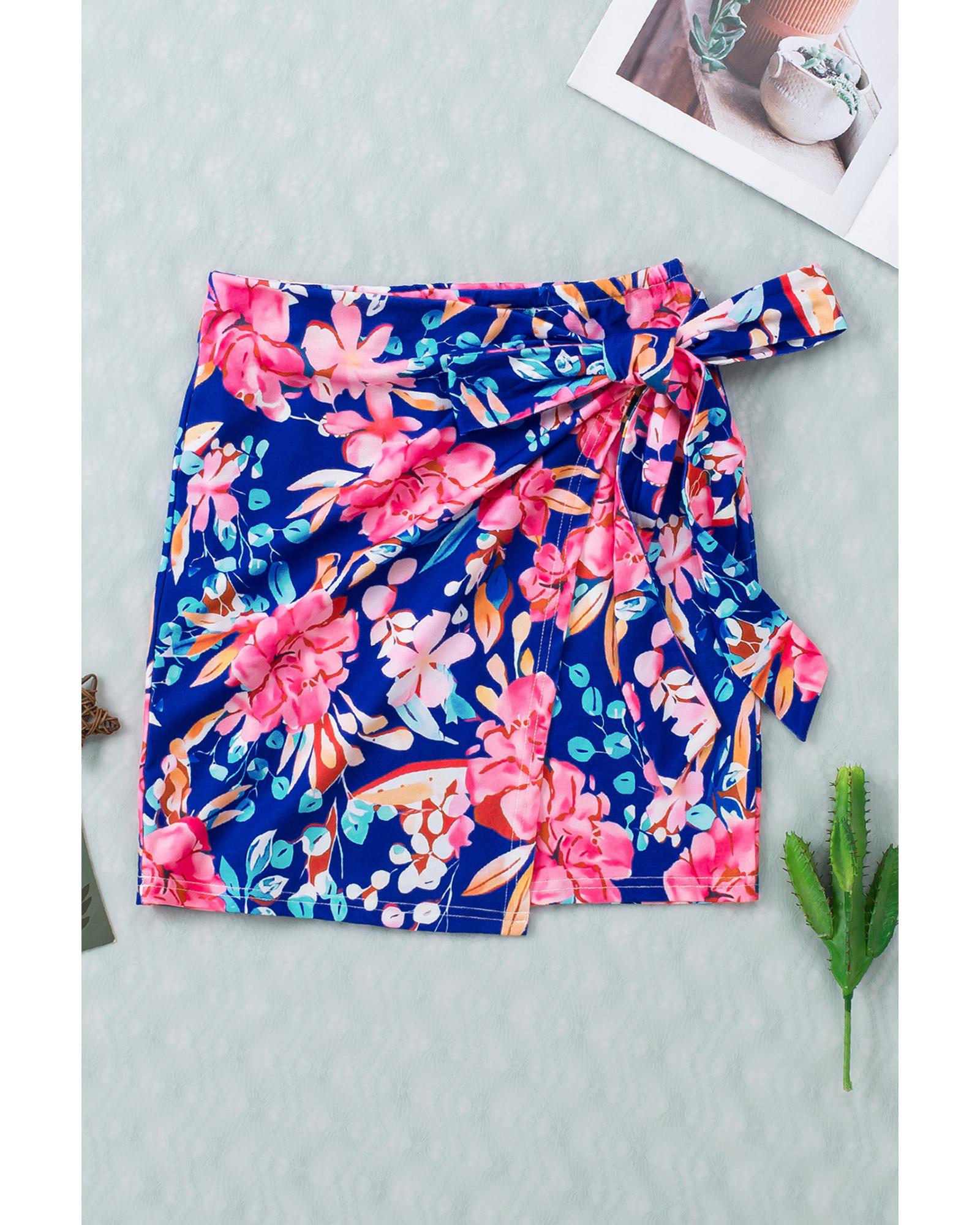 Azura Exchange Floral Print Lace-up Bodycon Mini Skirt - L Secondary image