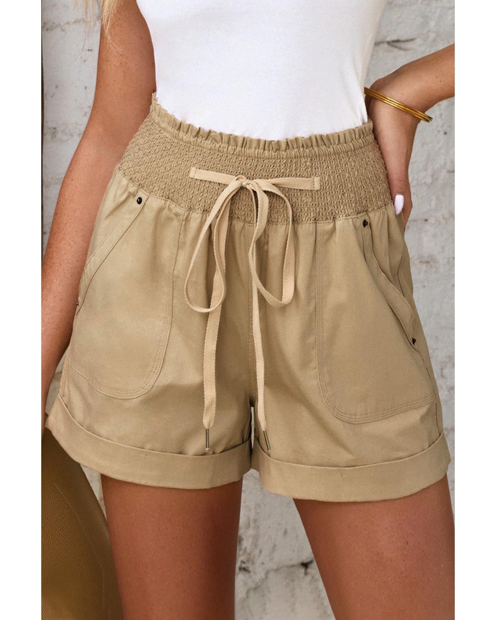 Azura Exchange Drawstring Khaki High Waist Shorts - L Main image