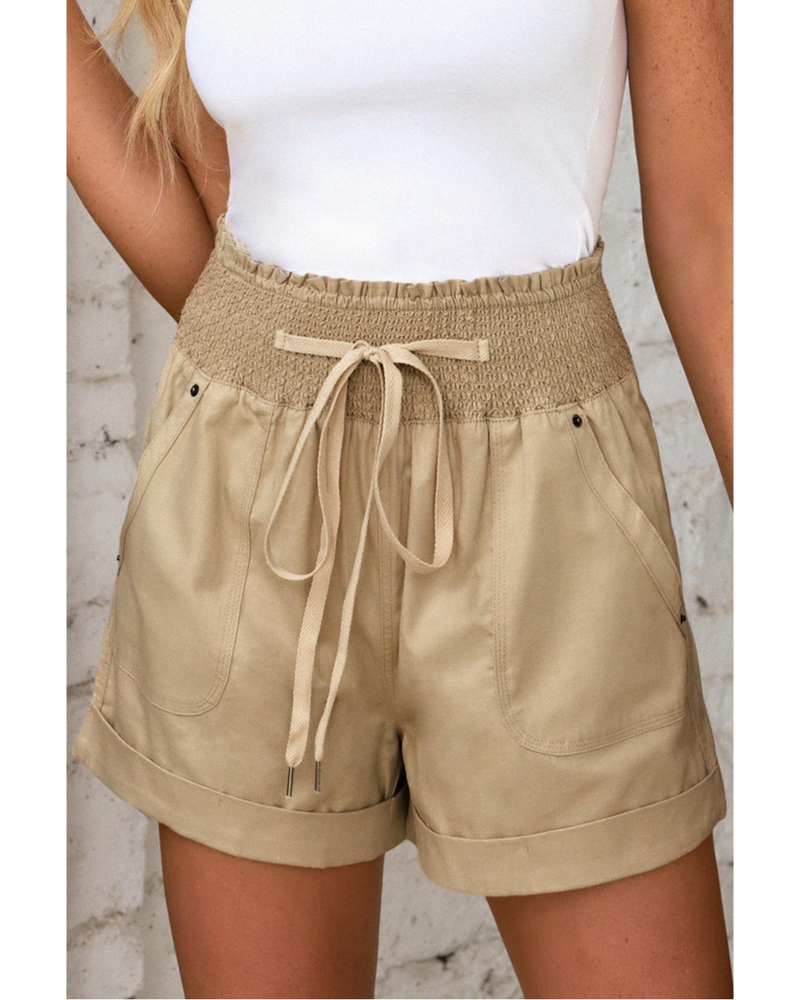Azura Exchange Drawstring Khaki High Waist Shorts - L Secondary image