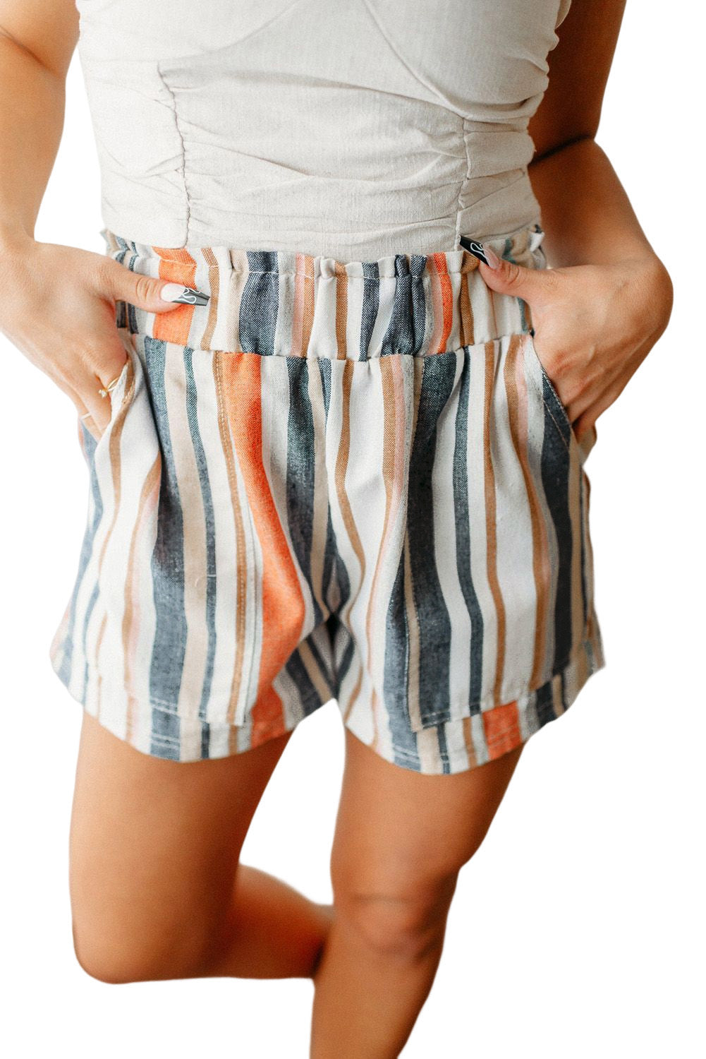 Azura Exchange Vintage Washed Elastic Frill Waist Casual Shorts - S Women's Shorts Azura Exchange