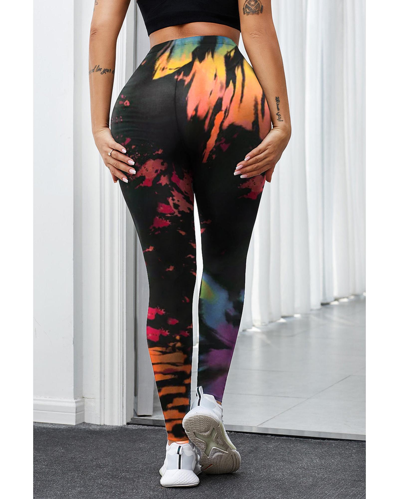 Azura Exchange Tie Dye Hollow Out Fitness Leggings - L Secondary image