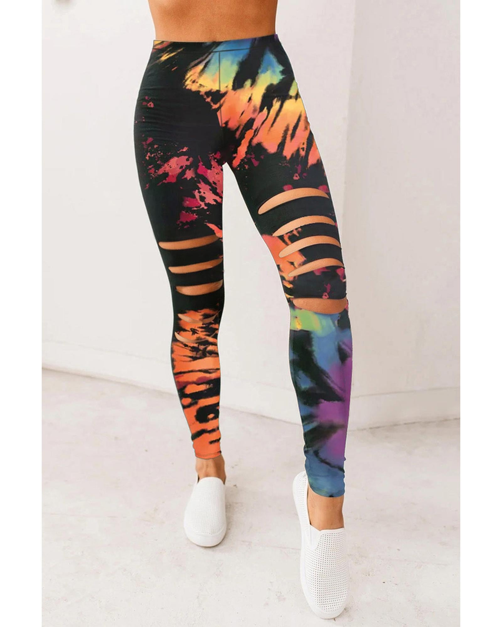 Azura Exchange Tie Dye Hollow Out Fitness Leggings - XL Main image