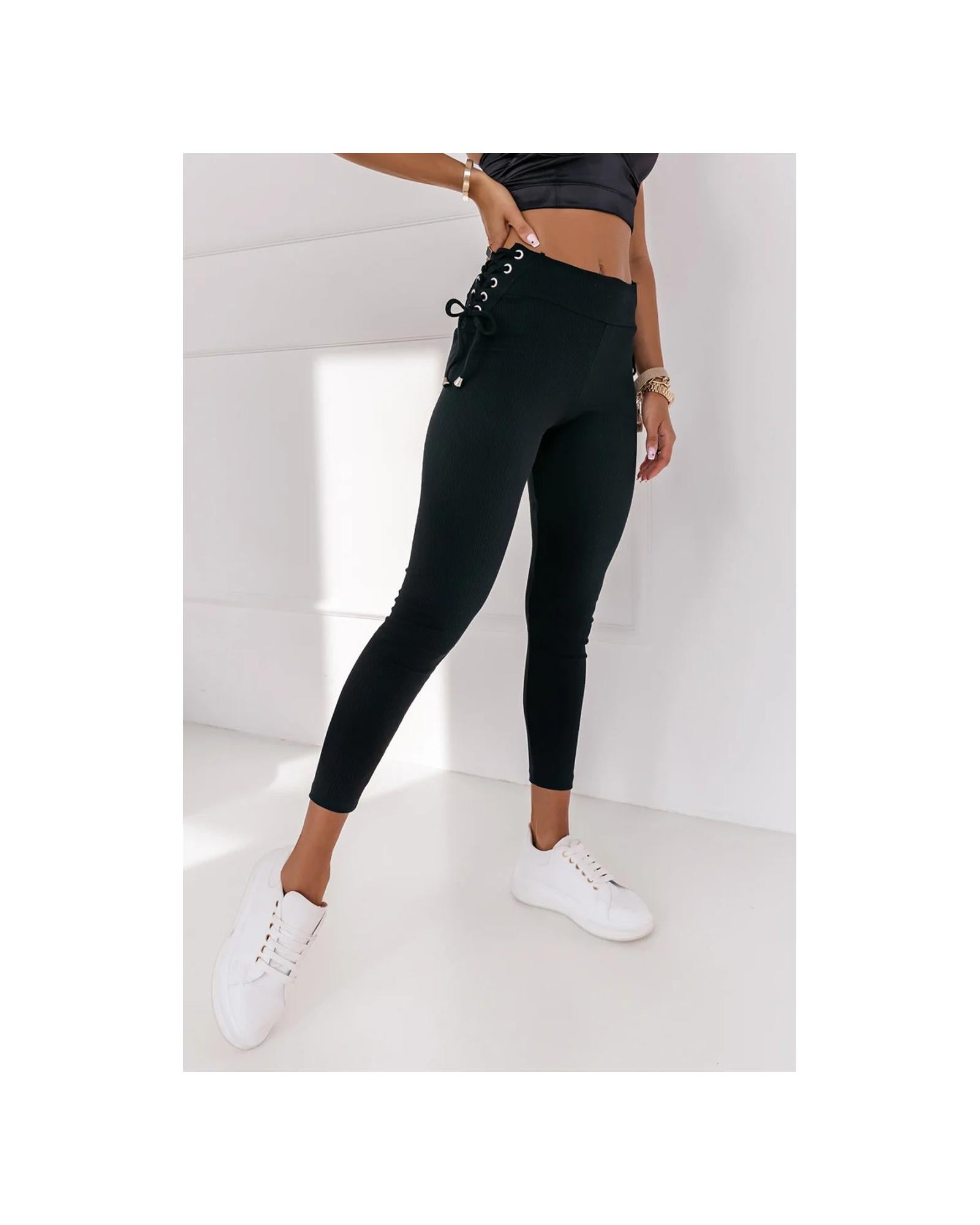 Azura Exchange Lace-Up Ribbed Leggings - M Main image