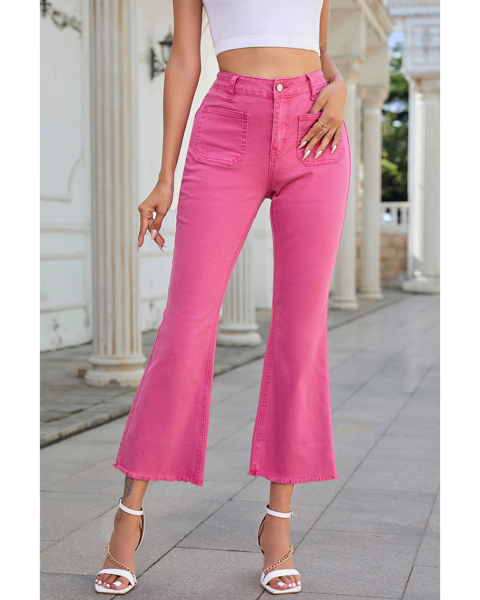 Azura Exchange Flare Leg Raw Hem Jeans - 14 US Main image