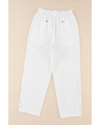 Azura Exchange Lace Splicing Drawstring Casual Cotton Pants - XL