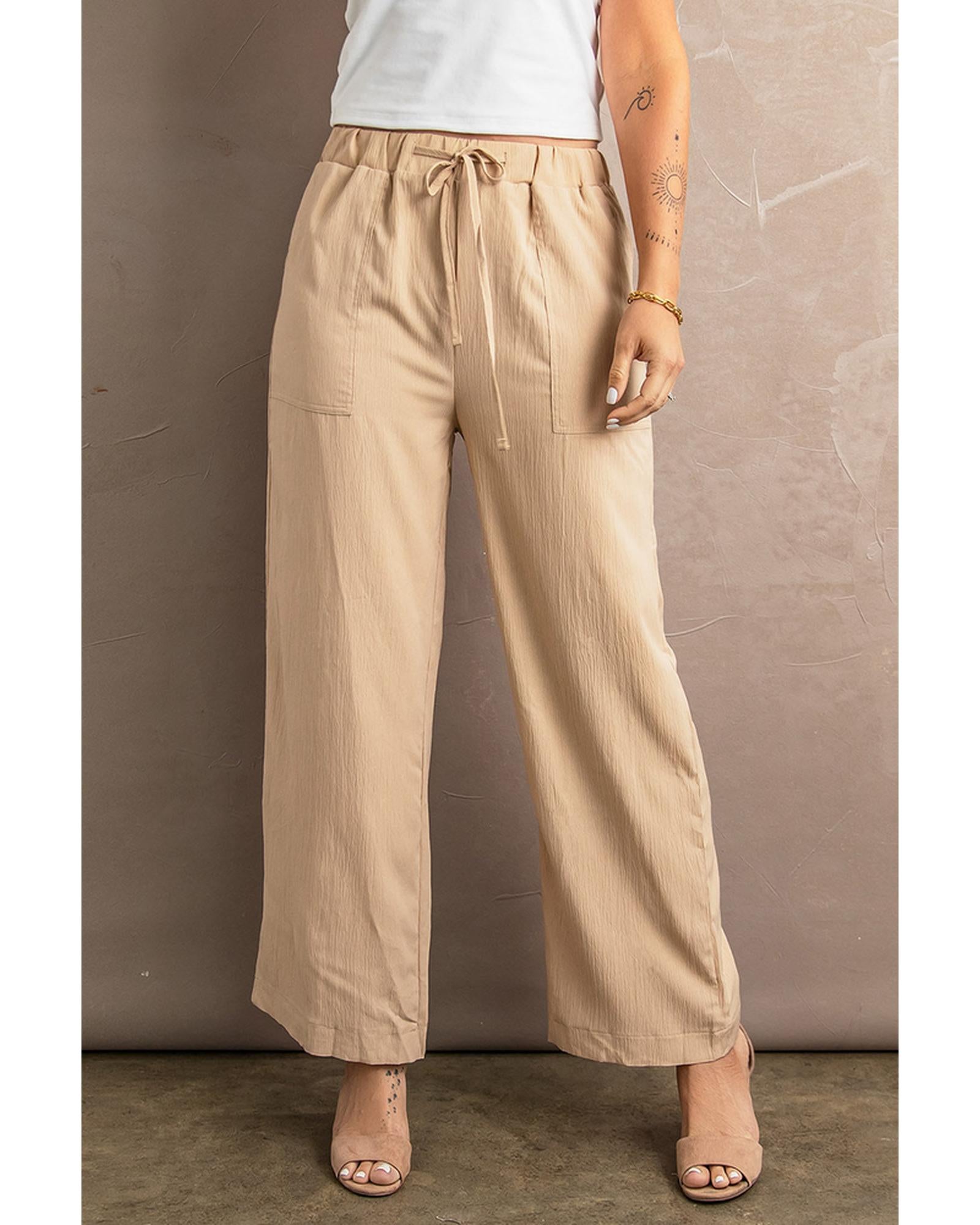 Azura Exchange Drawstring Waist Crinkled Wide Leg Pants - 2XL Main image