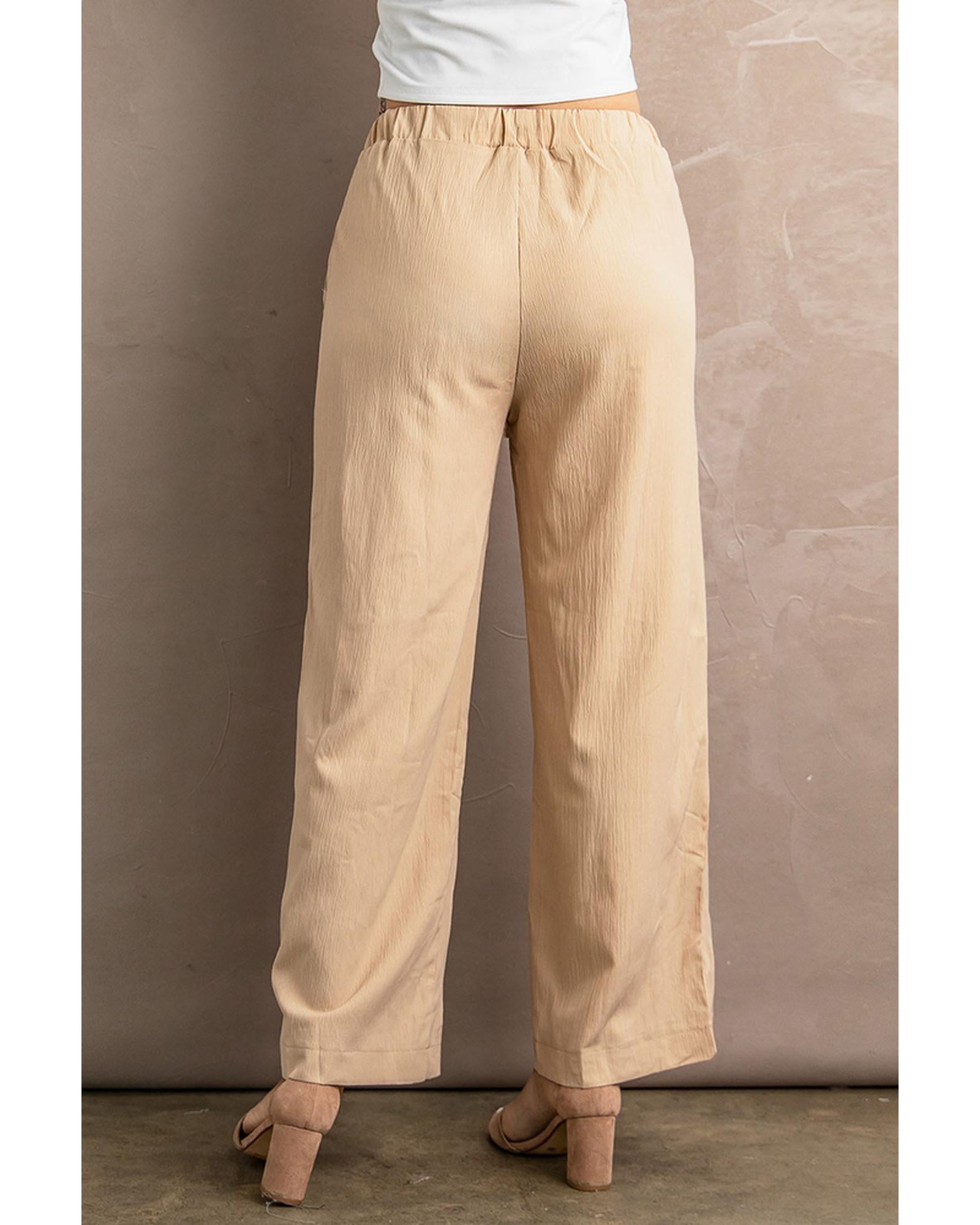 Azura Exchange Drawstring Waist Crinkled Wide Leg Pants - M Secondary image