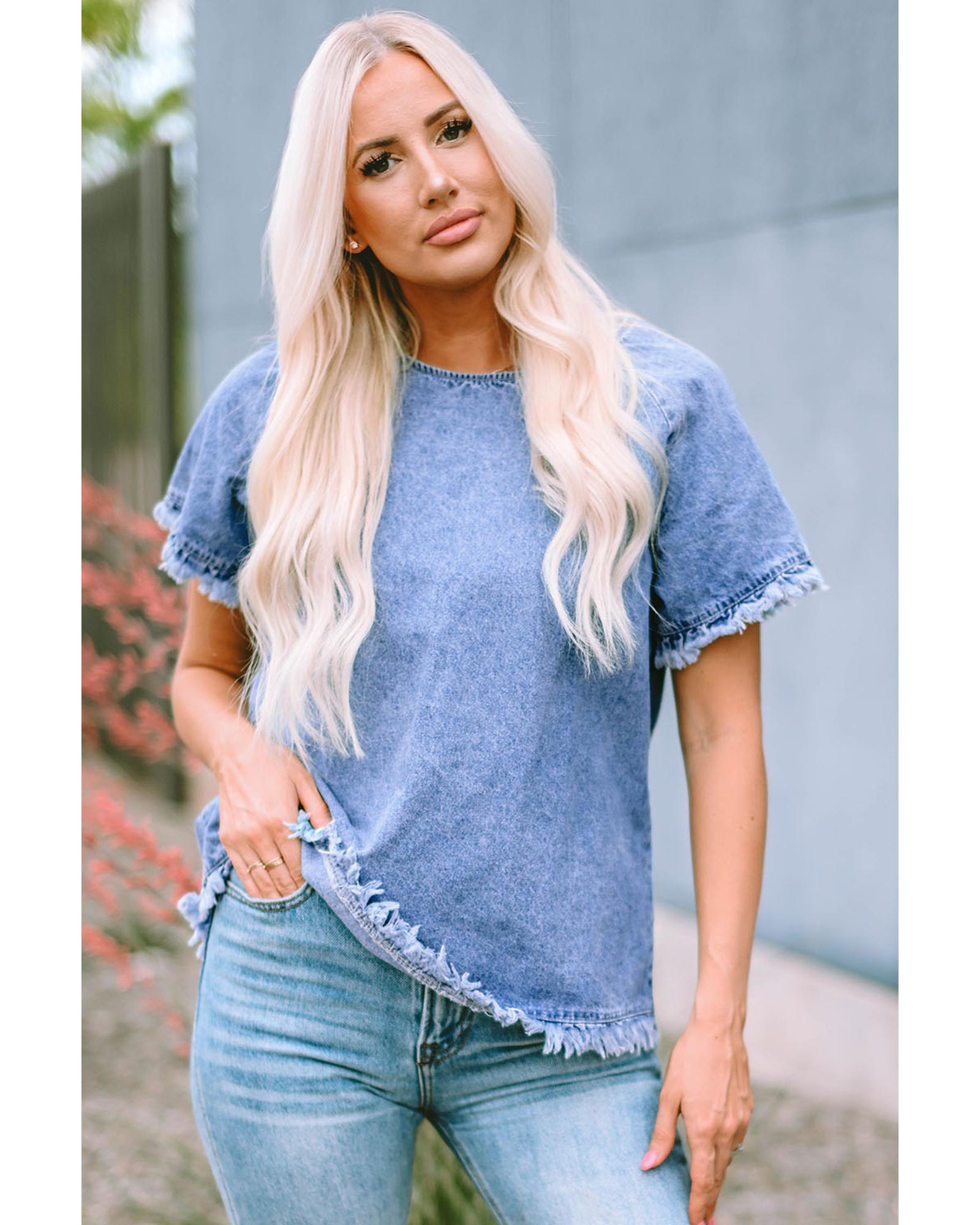 Azura Exchange Raw Edge Denim Top - S Main image