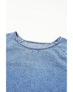Azura Exchange Raw Edge Denim Top - S