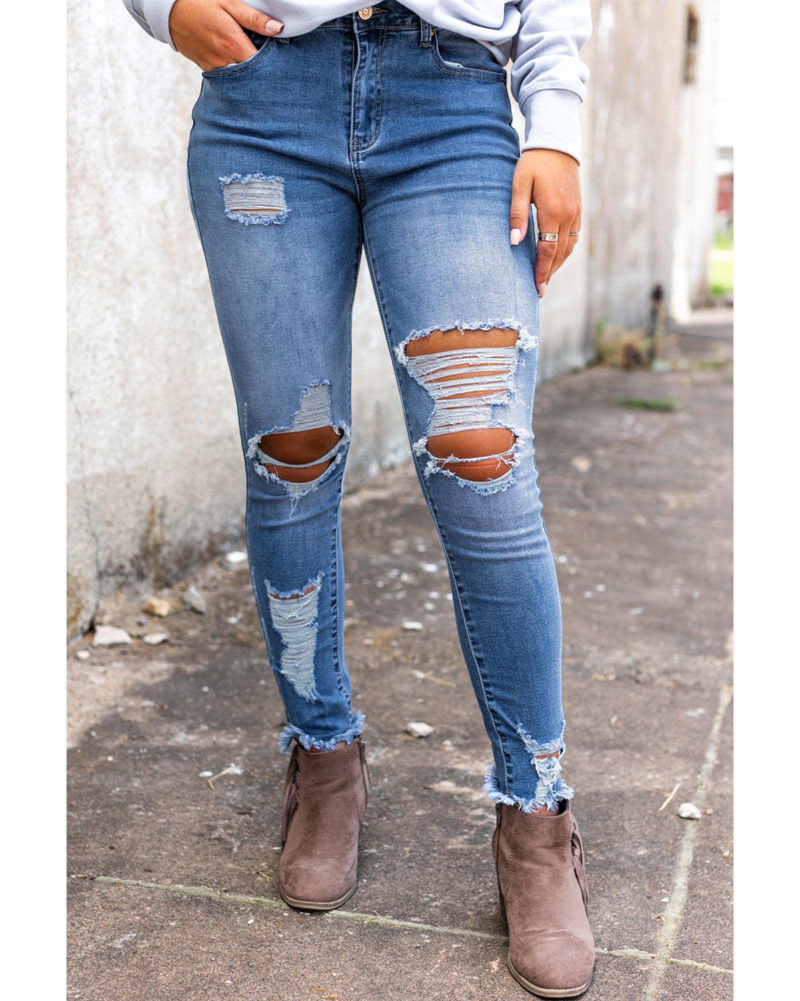Azura Exchange Distressed Skinny Jeans - XL Secondary image