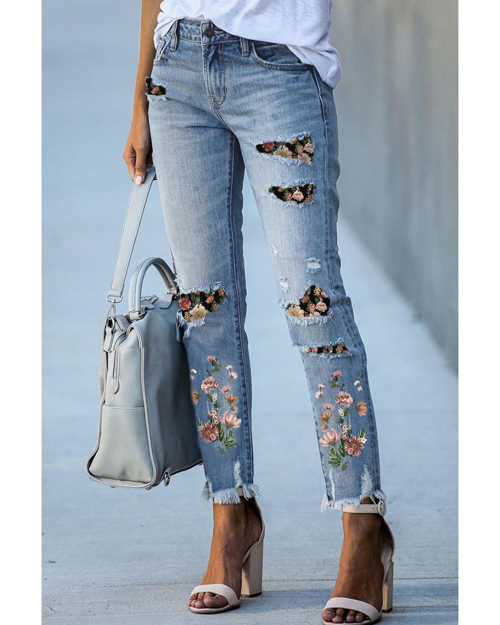 Azura Exchange Patch Ripped Skinny Jeans - S Main image