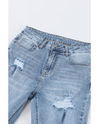 Azura Exchange Light Wash Distressed Flare Jeans - 16 US