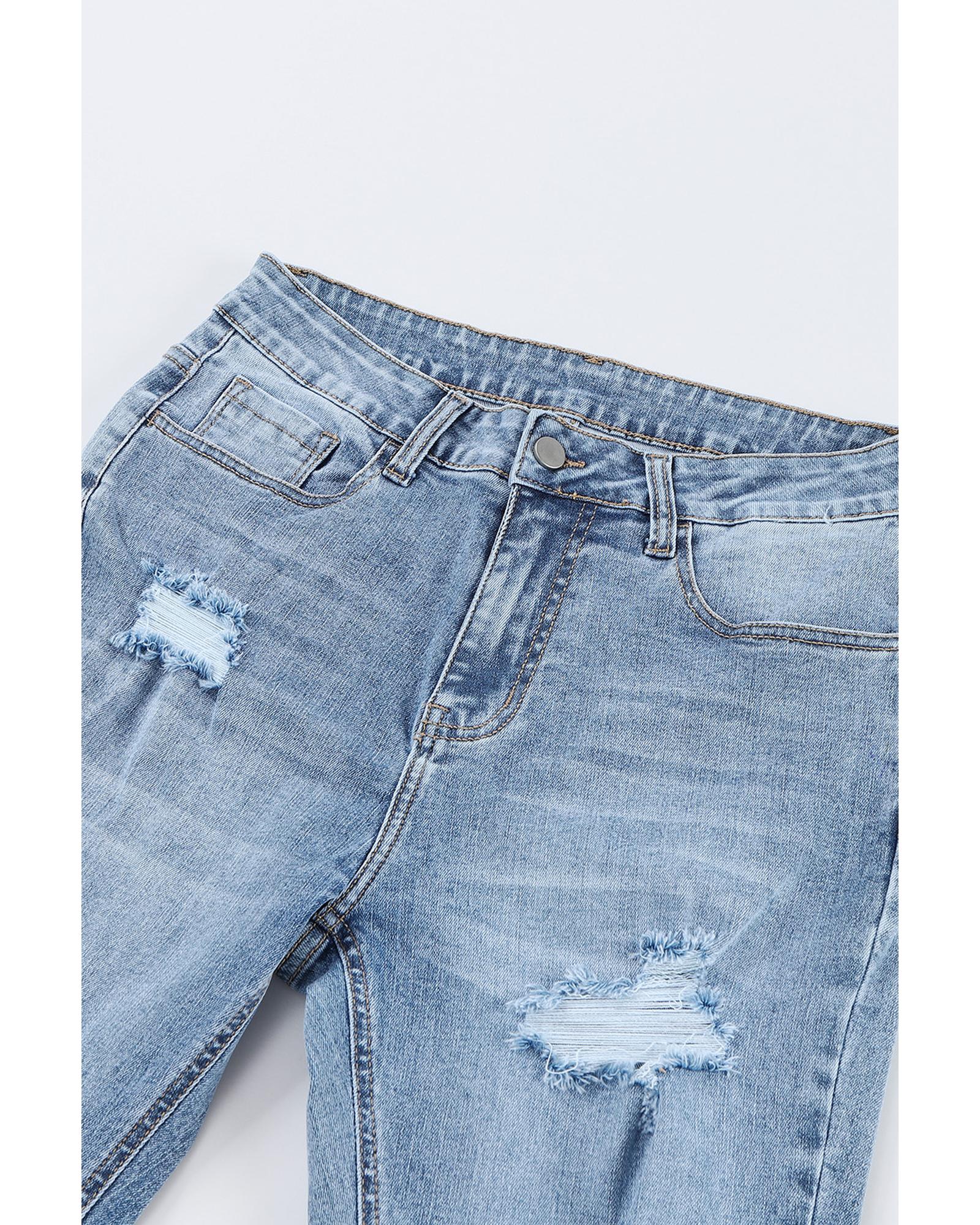 Azura Exchange Light Wash Distressed Flare Jeans - 8 US Secondary image