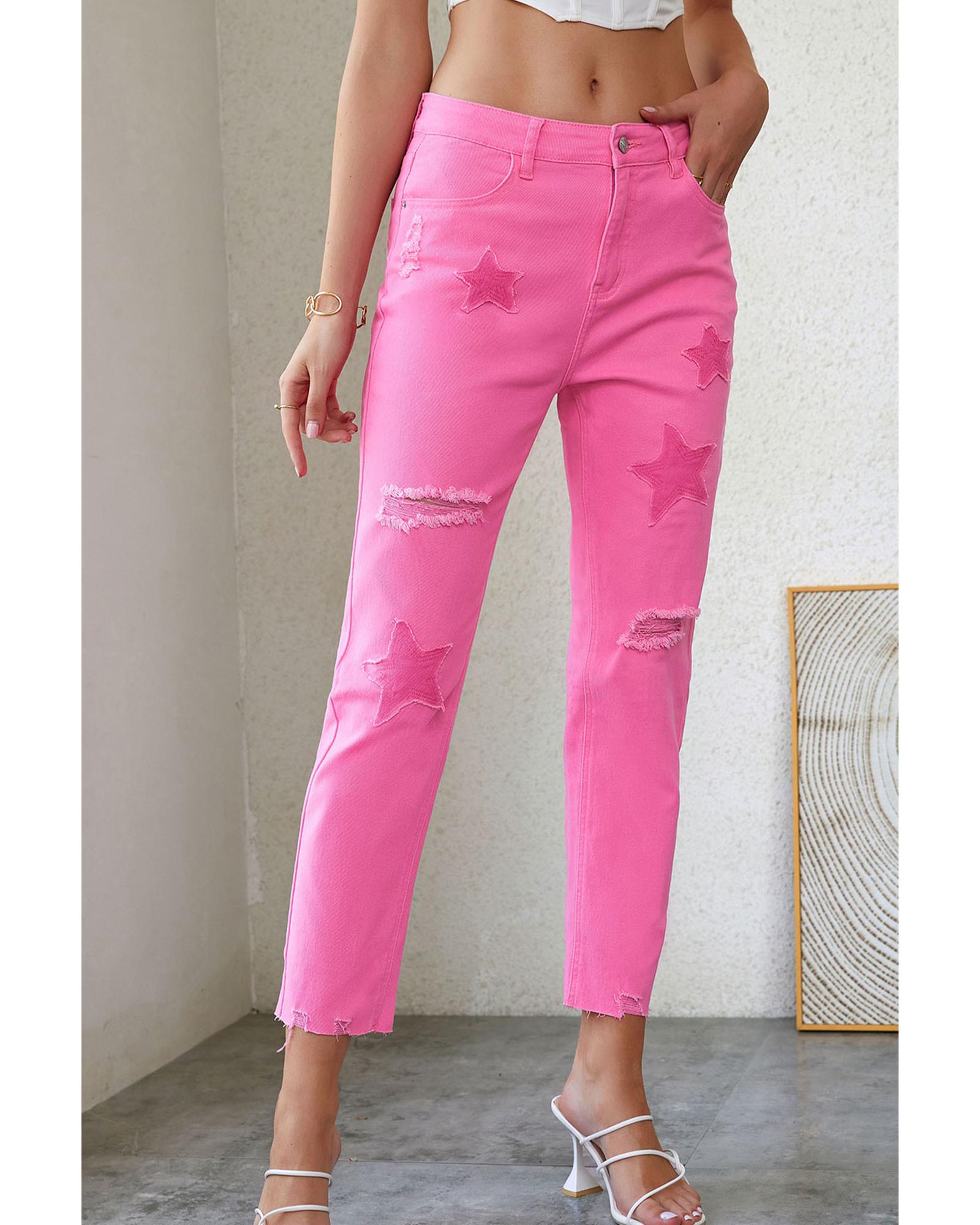 Azura Exchange Patchwork Straight Leg Jeans - 10 US Main image
