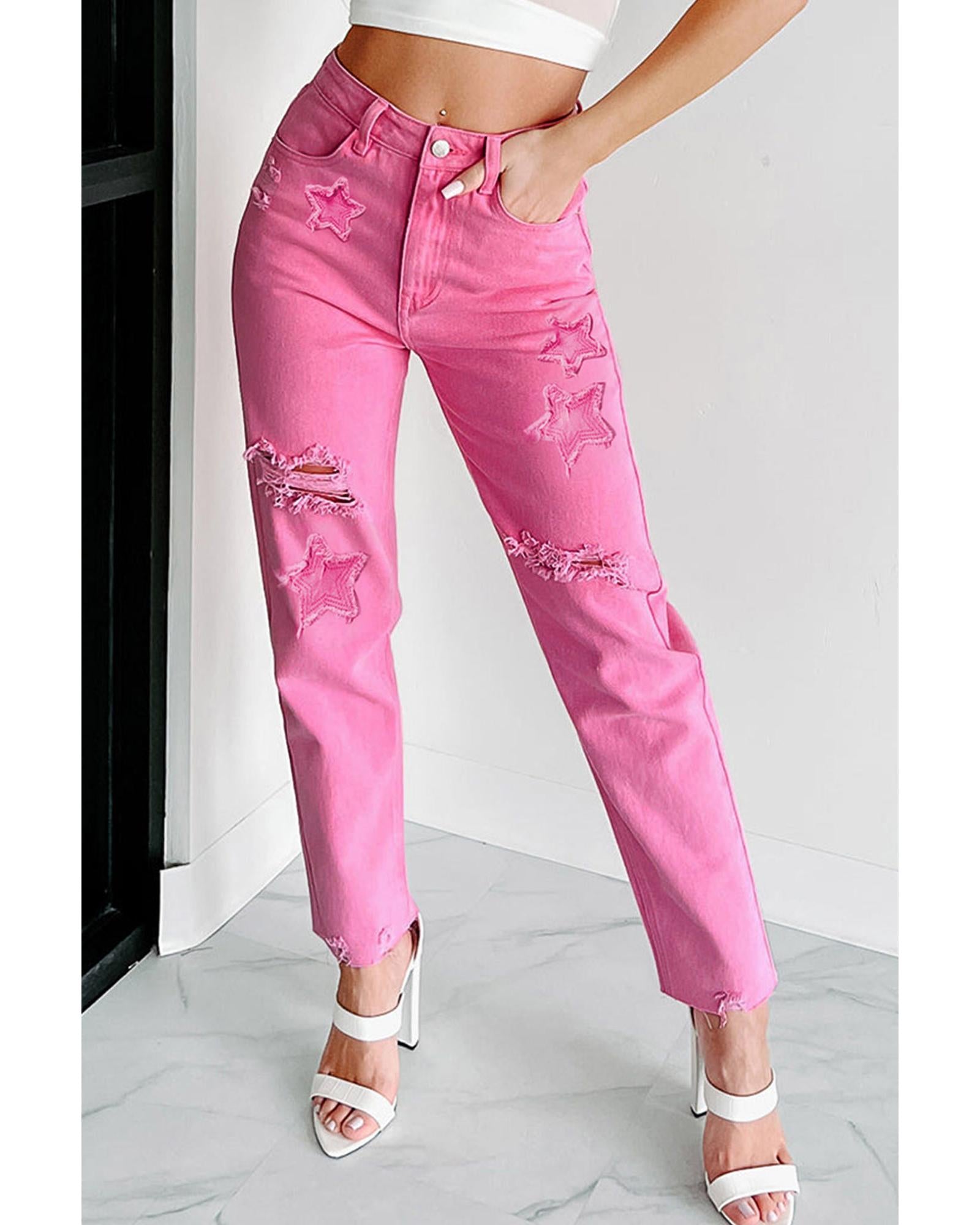 Azura Exchange Patchwork Straight Leg Jeans - 10 US Secondary image