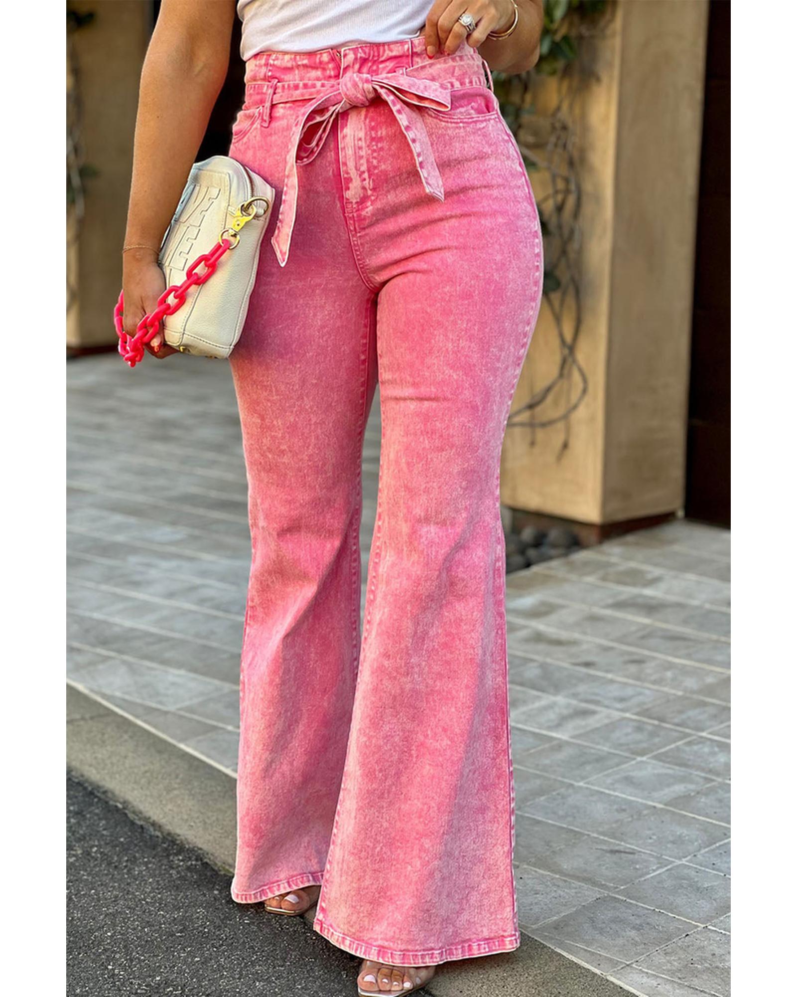 Azura Exchange High Waist Flare Leg Front Knot Jeans - 6 US Main image