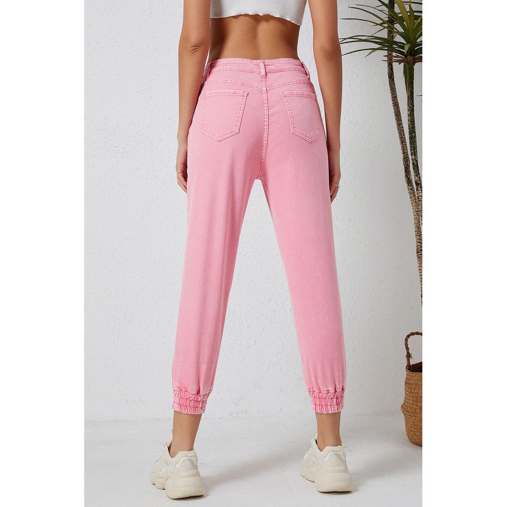 Azura Exchange Acid Wash Elastic Cuffed Jeans - 12 US Secondary image