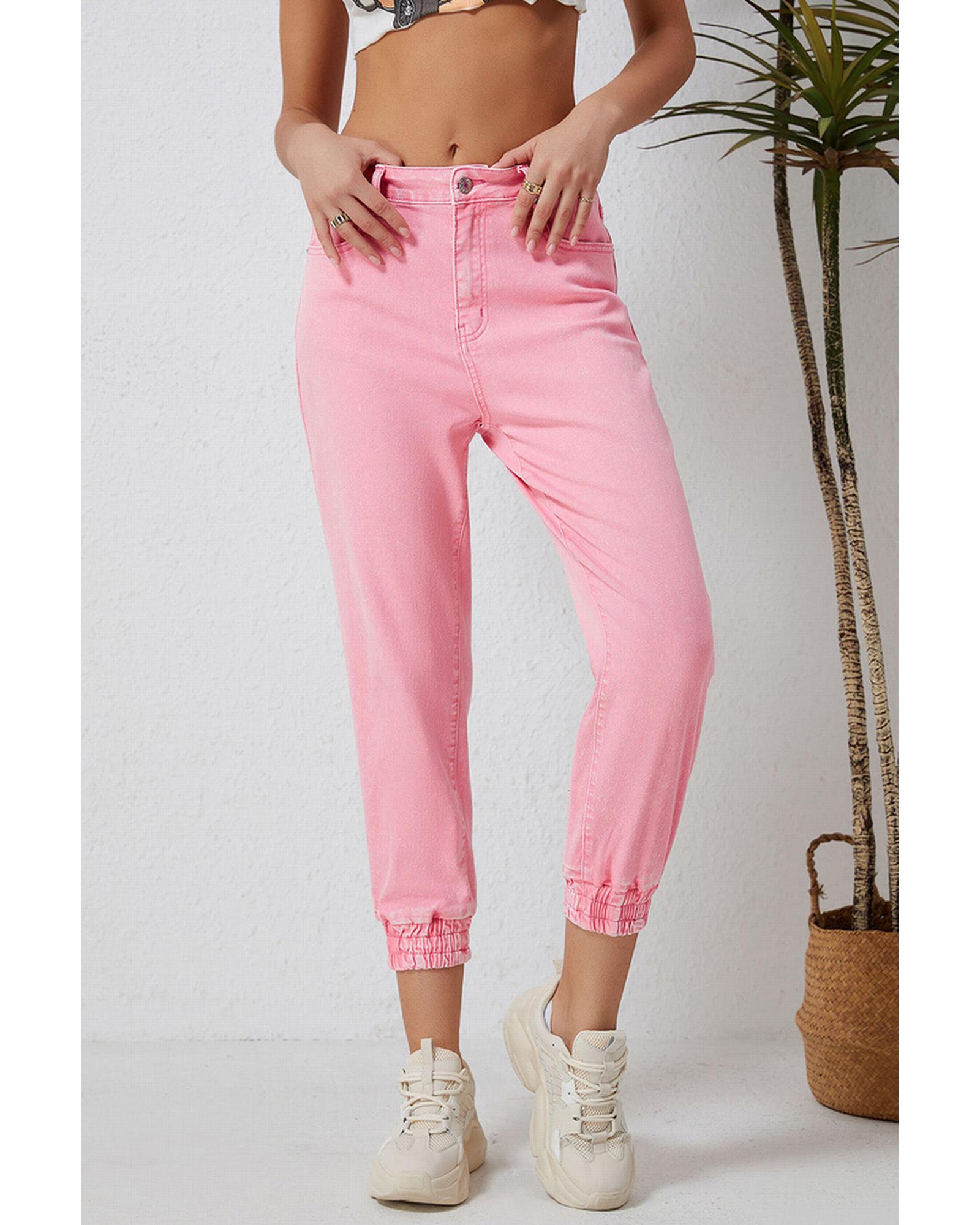 Azura Exchange Acid Wash Elastic Cuffed Jeans - 16 US Main image