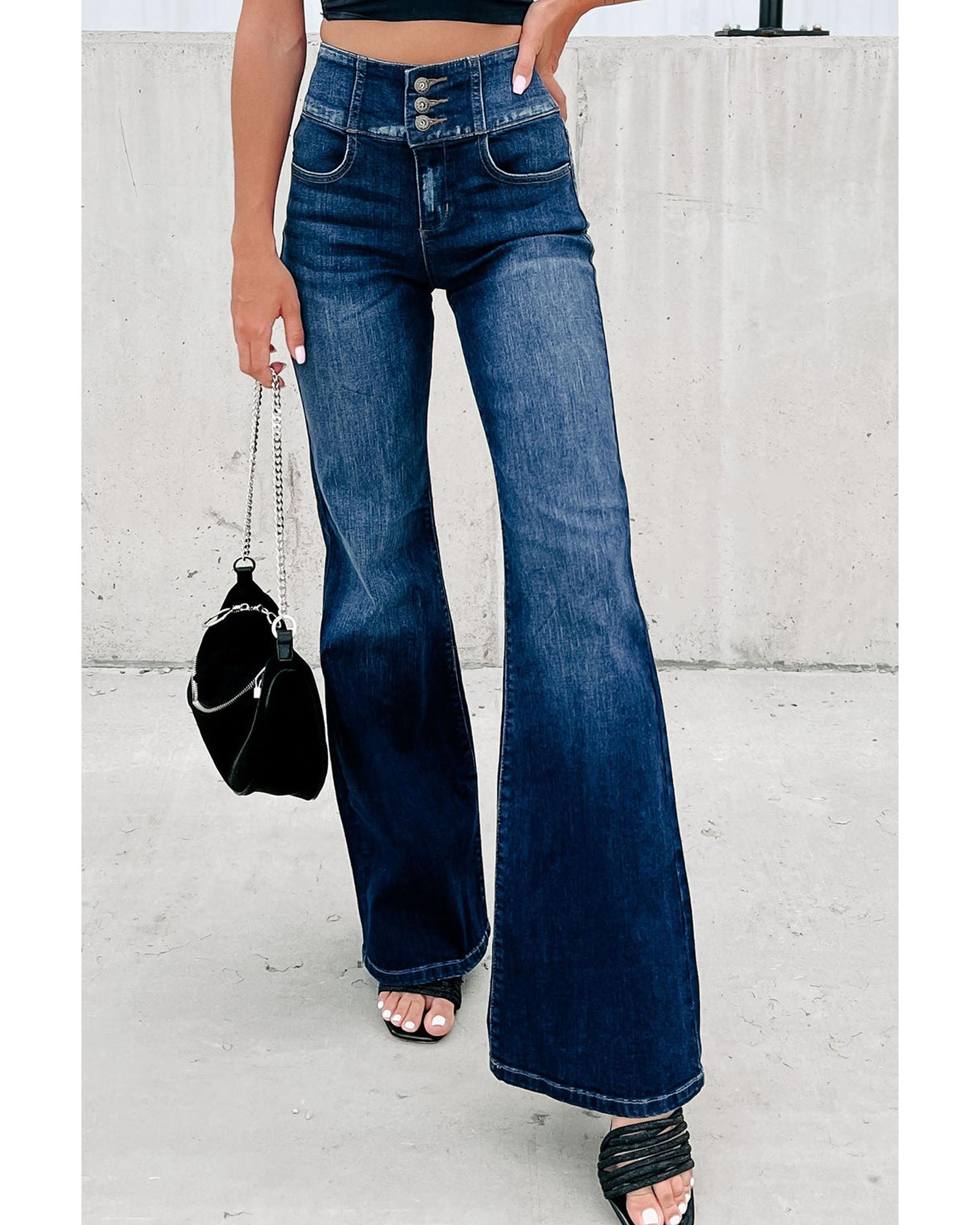 Azura Exchange Elastic Waistband Flare Jeans - 16 US Main image
