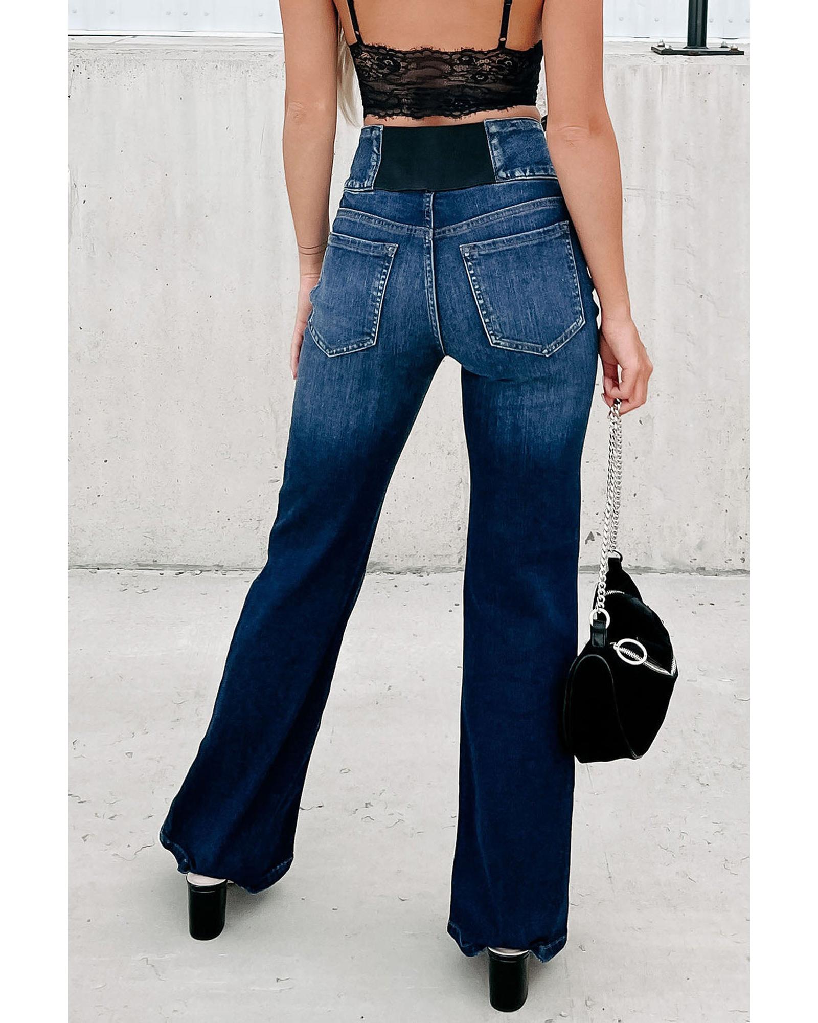 Azura Exchange Elastic Waistband Flare Jeans - 16 US Secondary image