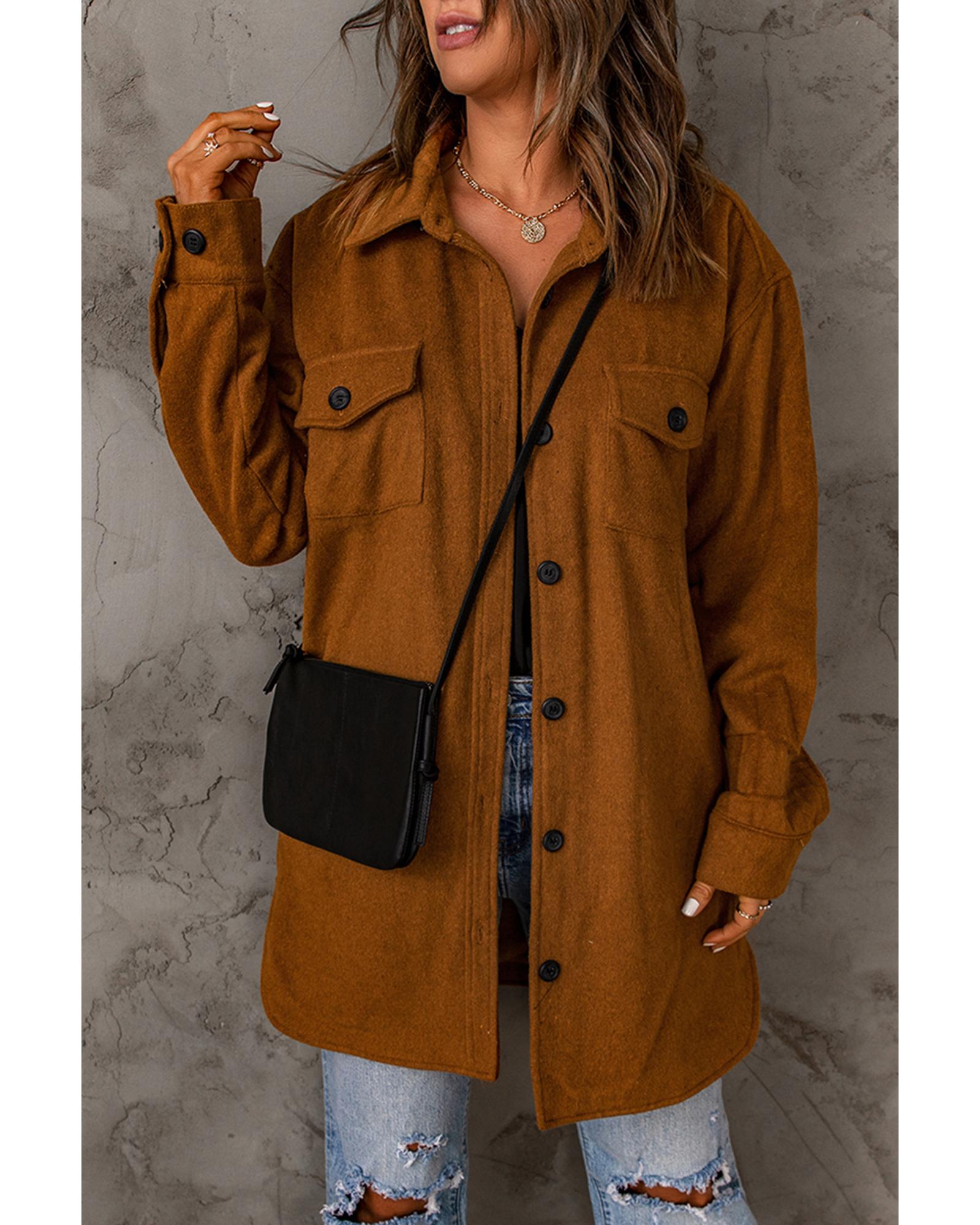 Azura Exchange Buttoned Shirt Jacket with Pockets - XL Main image