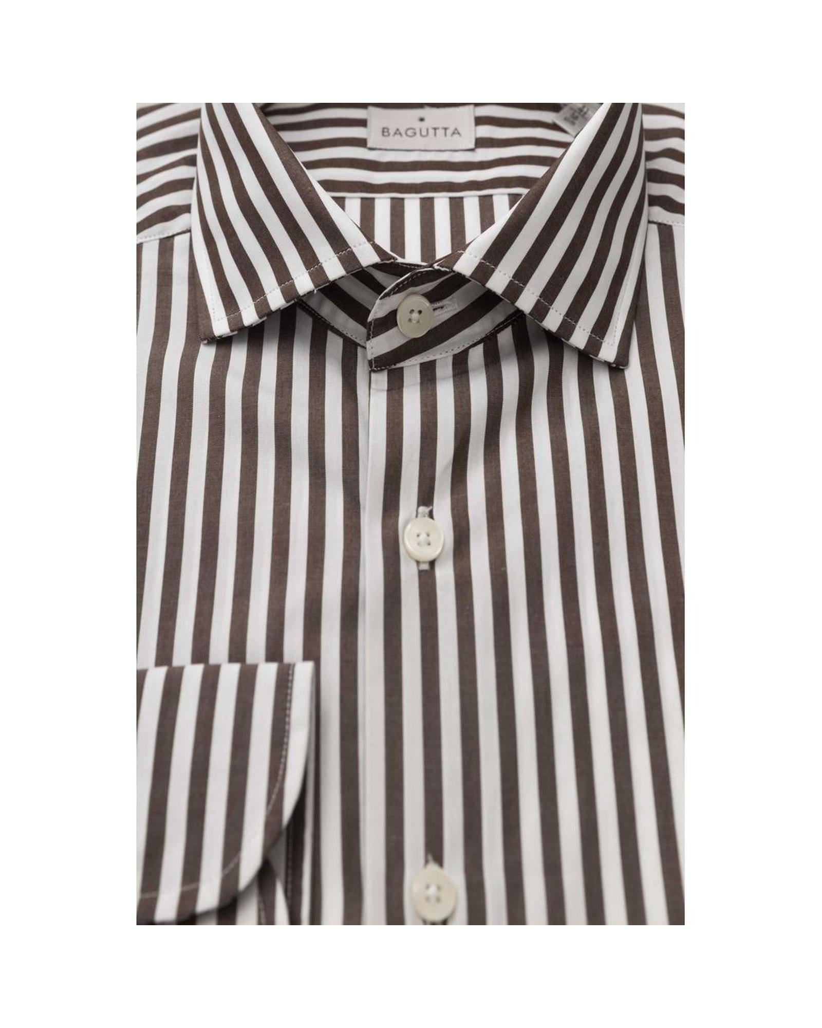 Bagutta Men's Classic Brown Cotton French Collar Shirt - 2XL Secondary image
