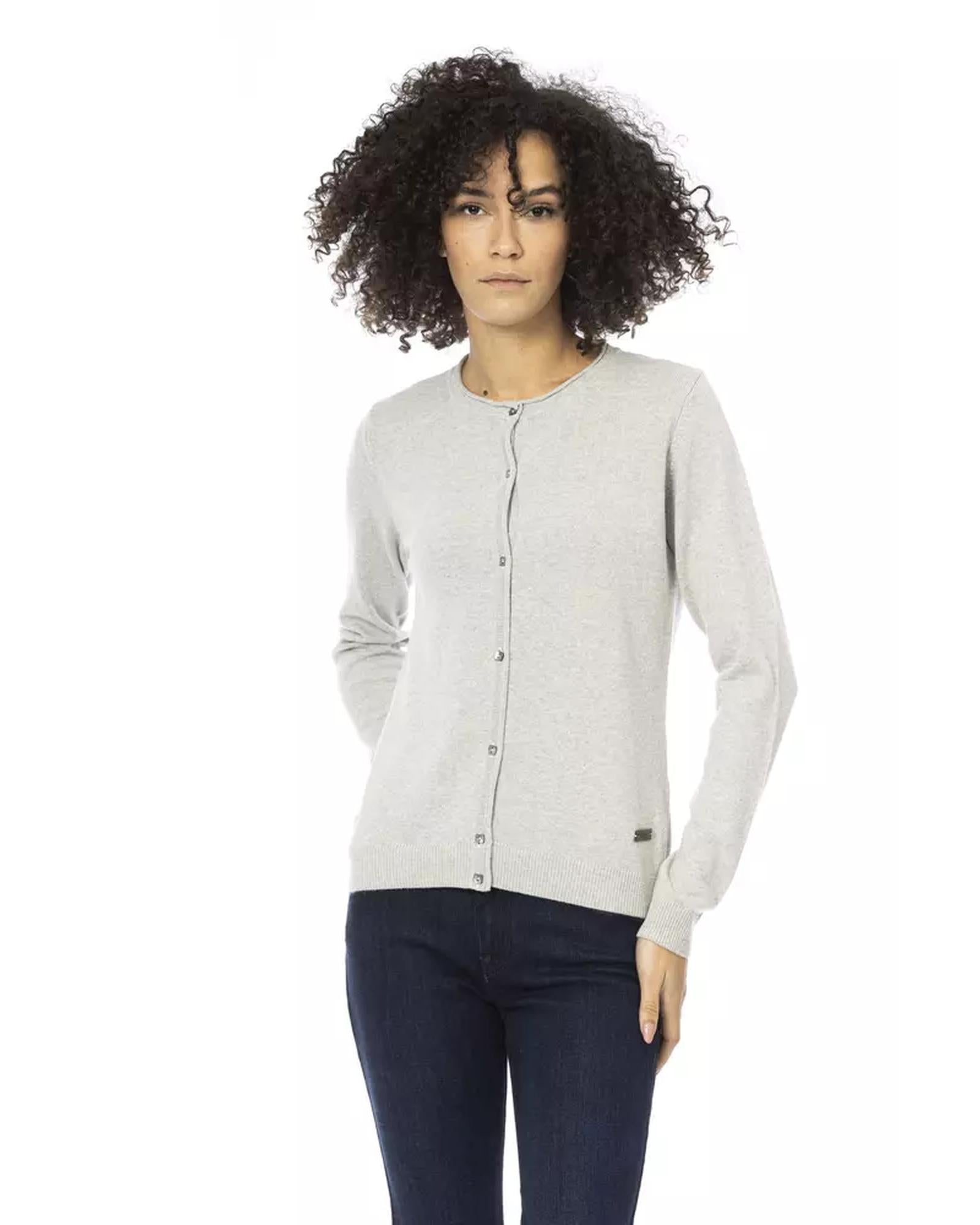 Baldinini Monogram Long Sleeve Shirt with Metal Detail L Women Main image